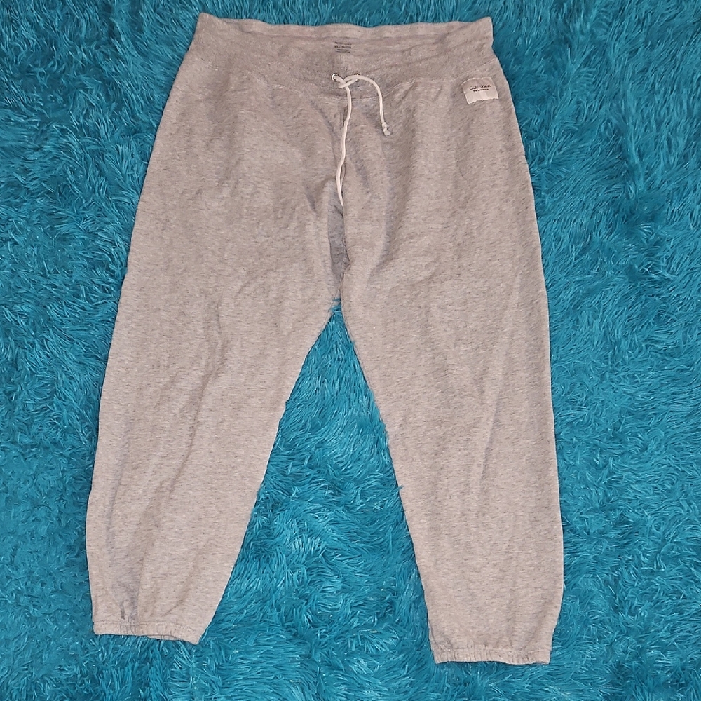 Calvin Klein Women's Heather Gray Drawstring Jogger Sweatpants